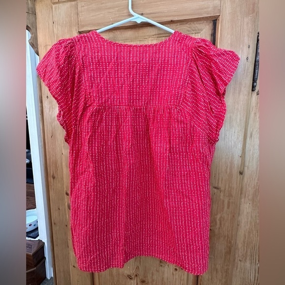 Gap Cap Sleeved Lightweight Red & White Top Size Large Tall - Picture 5 of 10